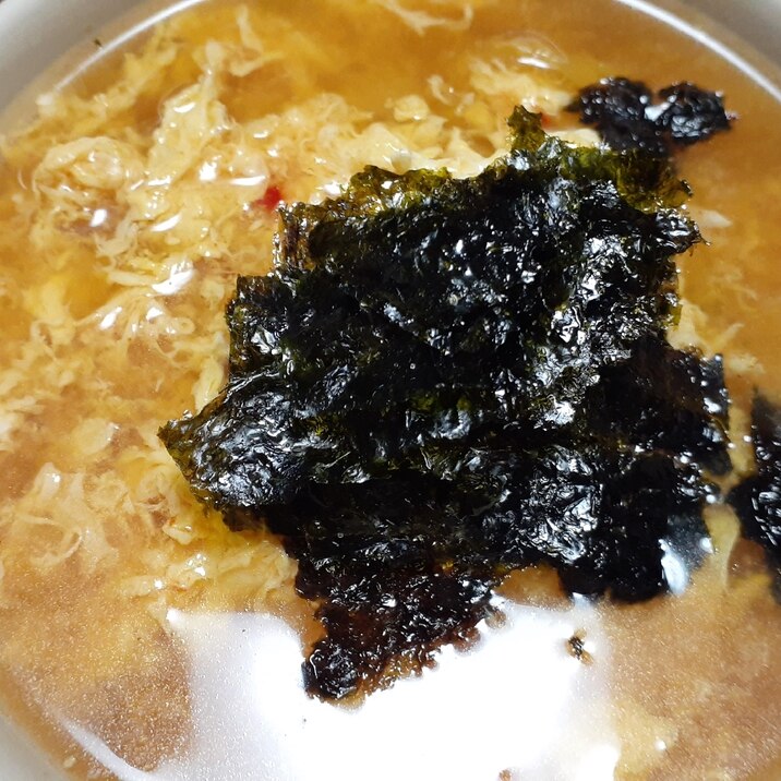 焼き肉のタレで☆キムチとたまごスープ韓国海苔のせ♪